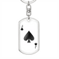 Jack of Sspades Gambler Keychain Stainless Steel or 18k Gold Dog Tag Keyring-Express Your Love Gifts