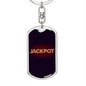 Jackpot Gambler Keychain Stainless Steel or 18k Gold Dog Tag Keyring-Express Your Love Gifts