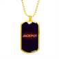Jackpot Gambler Necklace Stainless Steel or 18k Gold Dog Tag 24" Chain-Express Your Love Gifts