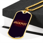 Jackpot Gambler Necklace Stainless Steel or 18k Gold Dog Tag 24" Chain-Express Your Love Gifts