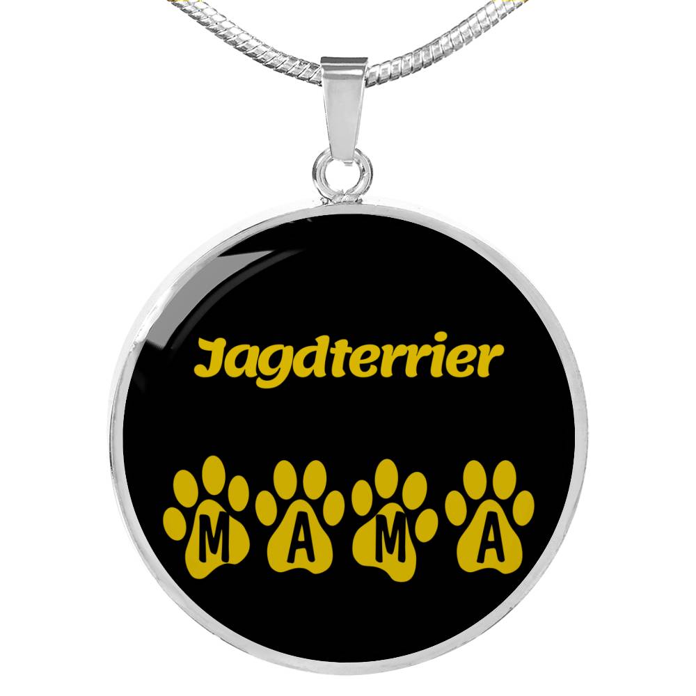 Jagdterrier Mama Circle Necklace Stainless Steel or 18k Gold 18-22" Dog Owner Lover-Express Your Love Gifts