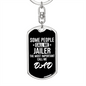 Jailer Dad Keychain Stainless Steel or 18k Gold Dog Tag Keyring-Express Your Love Gifts