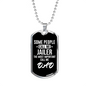 Jailer Dad Necklace Stainless Steel or 18k Gold Dog Tag 24"-Express Your Love Gifts