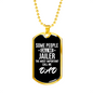 Jailer Dad Necklace Stainless Steel or 18k Gold Dog Tag 24"-Express Your Love Gifts