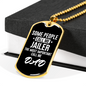 Jailer Dad Necklace Stainless Steel or 18k Gold Dog Tag 24"-Express Your Love Gifts