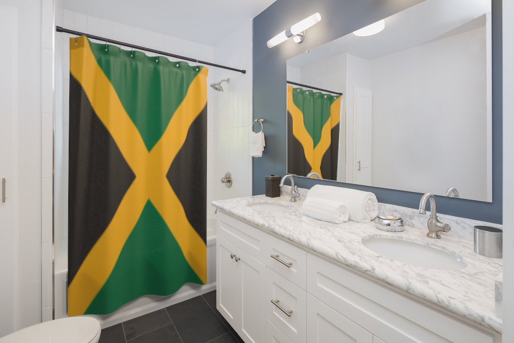 Jamaica Flag Stylish Design 71" x 74" Elegant Waterproof Shower Curtain for a Spa-like Bathroom Paradise Exceptional Craftsmanship-Express Your Love Gifts