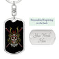 Japanese Army Skull Head Keychain Dog Tag Stainless Steel or 18k Gold-Express Your Love Gifts