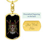 Japanese Army Skull Head Keychain Dog Tag Stainless Steel or 18k Gold-Express Your Love Gifts
