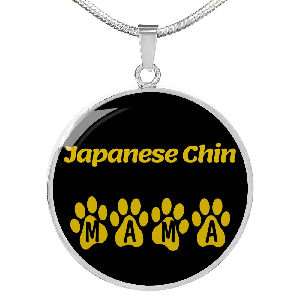 Japanese Chin Mama Circle Necklace Stainless Steel or 18k Gold 18-22" Dog Owner Lover-Express Your Love Gifts