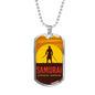 Japanese Samurai Warrior Necklace Stainless Steel or 18k Gold Dog Tag 24" Chain-Express Your Love Gifts