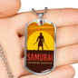 Japanese Samurai Warrior Necklace Stainless Steel or 18k Gold Dog Tag 24" Chain-Express Your Love Gifts