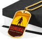 Japanese Samurai Warrior Necklace Stainless Steel or 18k Gold Dog Tag 24" Chain-Express Your Love Gifts