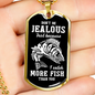 Jealous Of My Catch Fishingnecklace Stainless Steel or 18k Gold Dog Tag 24" Chain-Express Your Love Gifts