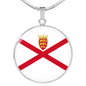 Jersey Flag Necklace Circle Pendant Stainless Steel or 18k Gold 18-22"-Express Your Love Gifts
