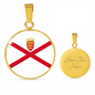 Jersey Flag Necklace Circle Pendant Stainless Steel or 18k Gold 18-22"-Express Your Love Gifts