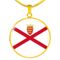 Jersey Flag Necklace Circle Pendant Stainless Steel or 18k Gold 18-22"-Express Your Love Gifts