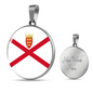 Jersey Flag Necklace Circle Pendant Stainless Steel or 18k Gold 18-22"-Express Your Love Gifts