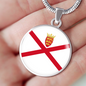 Jersey Flag Necklace Circle Pendant Stainless Steel or 18k Gold 18-22"-Express Your Love Gifts