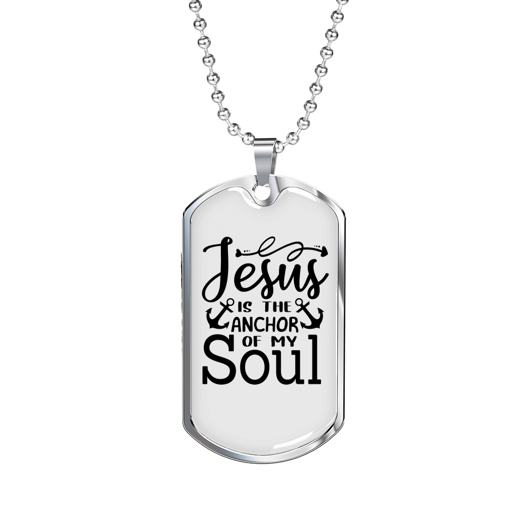 Jesus Anchor Soul Christian Necklace Stainless Steel or 18k Gold Dog Tag 24" Chain-Express Your Love Gifts