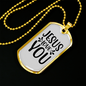 Jesus And You Christian Necklace Stainless Steel or 18k Gold Dog Tag 24" Chain-Express Your Love Gifts