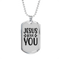 Jesus And You Christian Necklace Stainless Steel or 18k Gold Dog Tag 24" Chain-Express Your Love Gifts