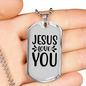 Jesus And You Christian Necklace Stainless Steel or 18k Gold Dog Tag 24" Chain-Express Your Love Gifts