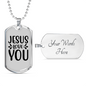 Jesus And You Christian Necklace Stainless Steel or 18k Gold Dog Tag 24" Chain-Express Your Love Gifts