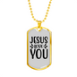 Jesus And You Christian Necklace Stainless Steel or 18k Gold Dog Tag 24" Chain-Express Your Love Gifts