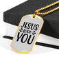 Jesus And You Christian Necklace Stainless Steel or 18k Gold Dog Tag 24" Chain-Express Your Love Gifts