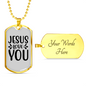 Jesus And You Christian Necklace Stainless Steel or 18k Gold Dog Tag 24" Chain-Express Your Love Gifts