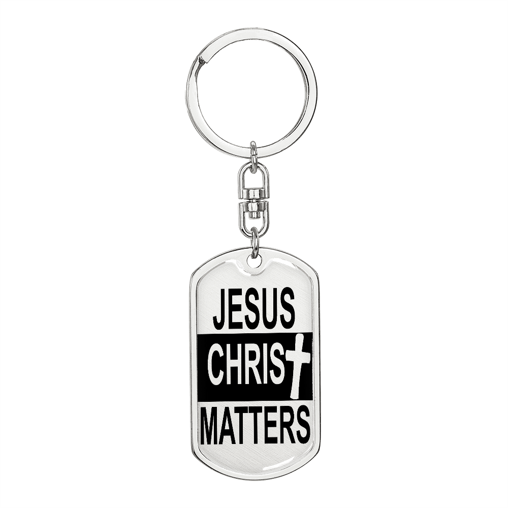 Jesus Christ Matters Keychain Stainless Steel or 18k Gold Dog Tag Keyring-Express Your Love Gifts
