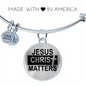 Jesus Christ Matters Stainless Steel or 18k Gold Circle Bangle Bracelet-Express Your Love Gifts