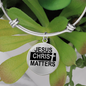 Jesus Christ Matters Stainless Steel or 18k Gold Circle Bangle Bracelet-Express Your Love Gifts