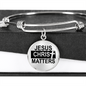 Jesus Christ Matters Stainless Steel or 18k Gold Circle Bangle Bracelet-Express Your Love Gifts
