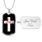 Jesus Cross Christian Necklace Stainless Steel or 18k Gold Dog Tag 24" Chain-Express Your Love Gifts