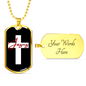 Jesus Cross Christian Necklace Stainless Steel or 18k Gold Dog Tag 24" Chain-Express Your Love Gifts