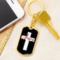 Jesus Cross Cross Keychain Stainless Steel or 18k Gold Dog Tag Keyring-Express Your Love Gifts
