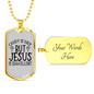Jesus Eggcellent Christian Necklace Stainless Steel or 18k Gold Dog Tag 24" Chain-Express Your Love Gifts