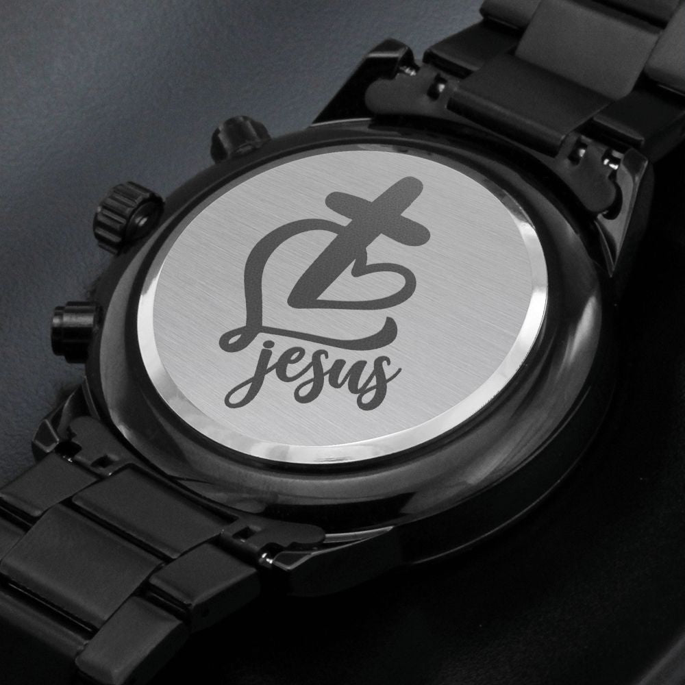 Jesus Engraved Cross Bible Verse Men's Watch Multifunction Stainless Steel W Copper Dial-Express Your Love Gifts