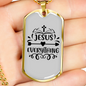 Jesus Everything Cross Christian Necklace Stainless Steel or 18k Gold Dog Tag 24" Chain-Express Your Love Gifts
