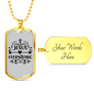 Jesus Everything Cross Christian Necklace Stainless Steel or 18k Gold Dog Tag 24" Chain-Express Your Love Gifts