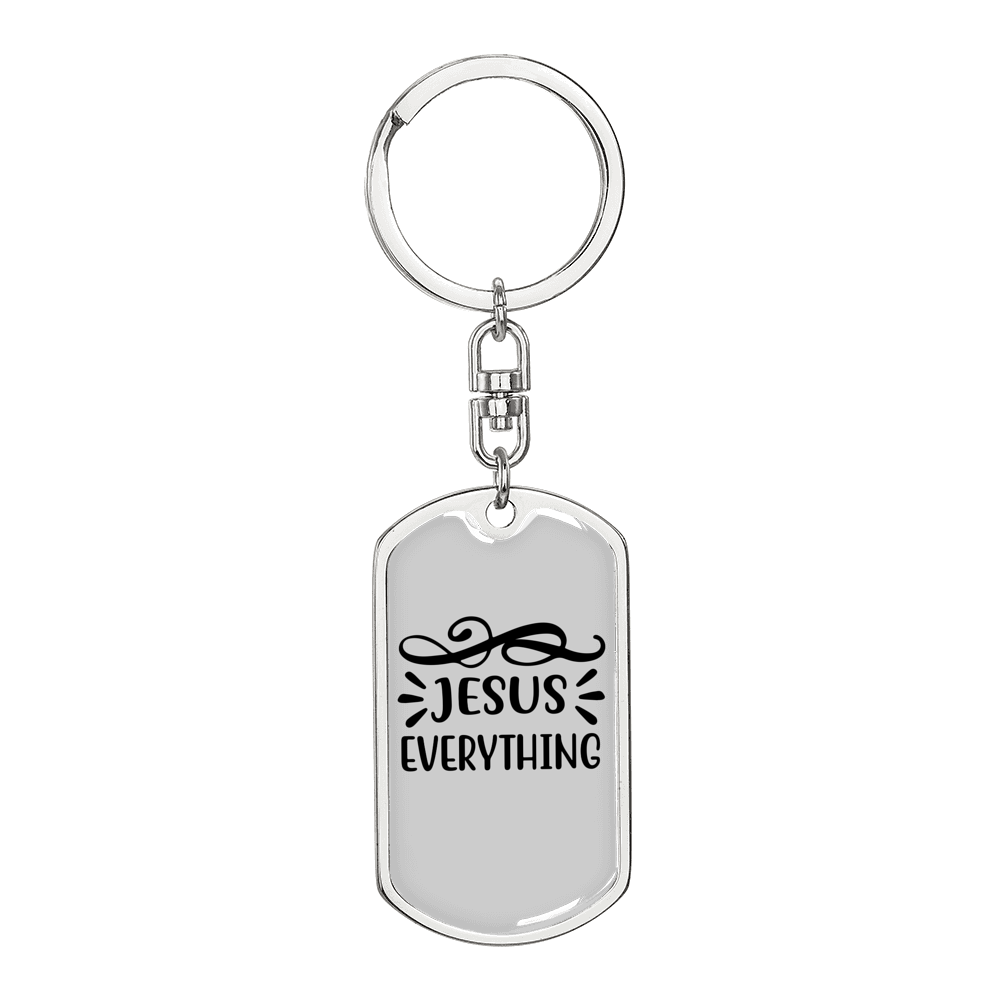 Jesus Everything Symbols Keychain Stainless Steel or 18k Gold Dog Tag Keyring-Express Your Love Gifts