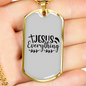 Jesus Everything With Symbols Christian Necklace Stainless Steel or 18k Gold Dog Tag 24" Chain-Express Your Love Gifts