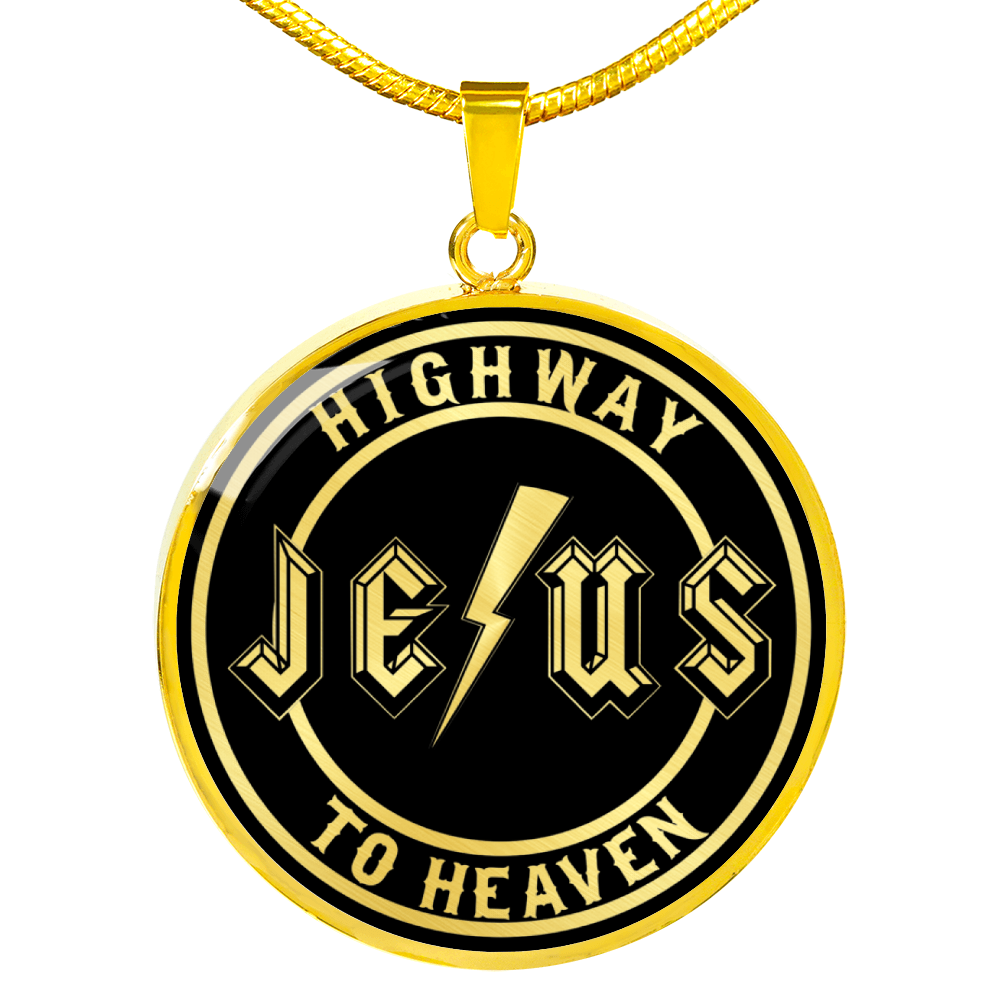 Jesus Highway to Heaven Circle Necklace Stainless Steel or 18k Gold 18-22"-Express Your Love Gifts