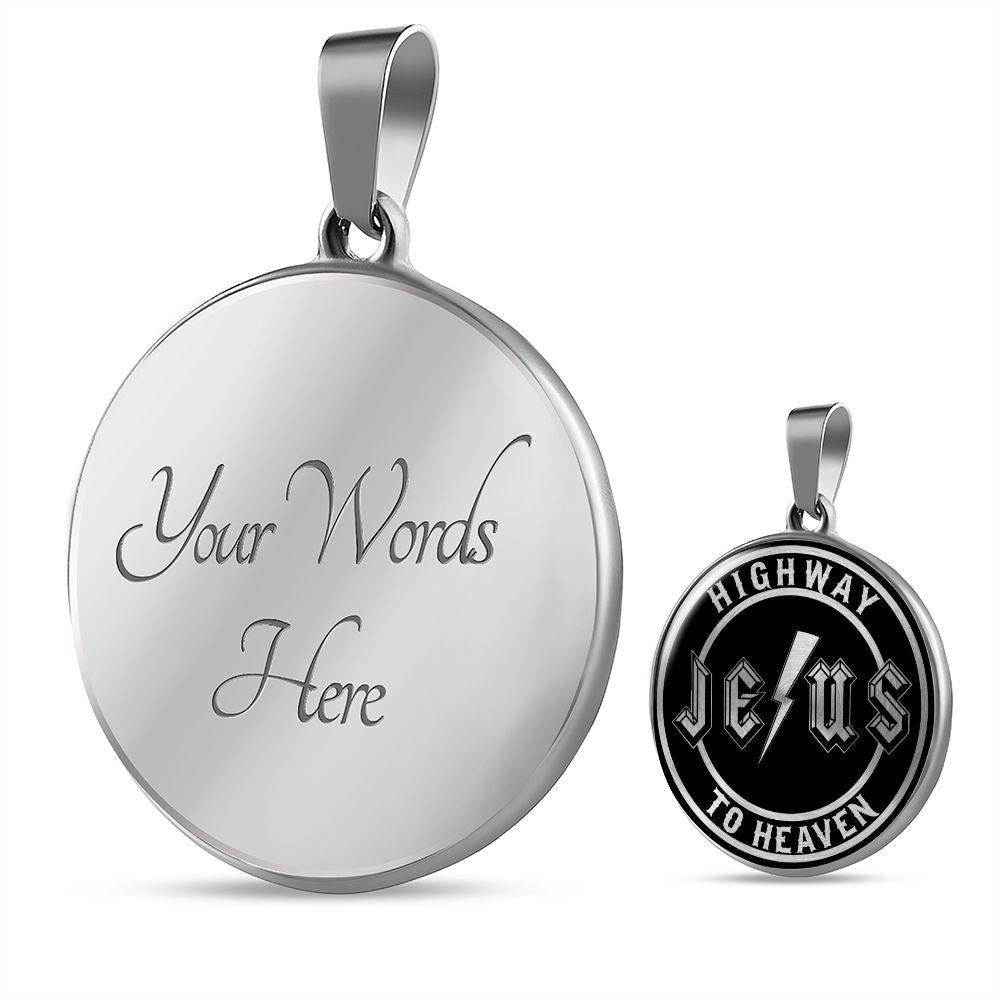 Jesus Highway to Heaven Circle Necklace Stainless Steel or 18k Gold 18-22"-Express Your Love Gifts