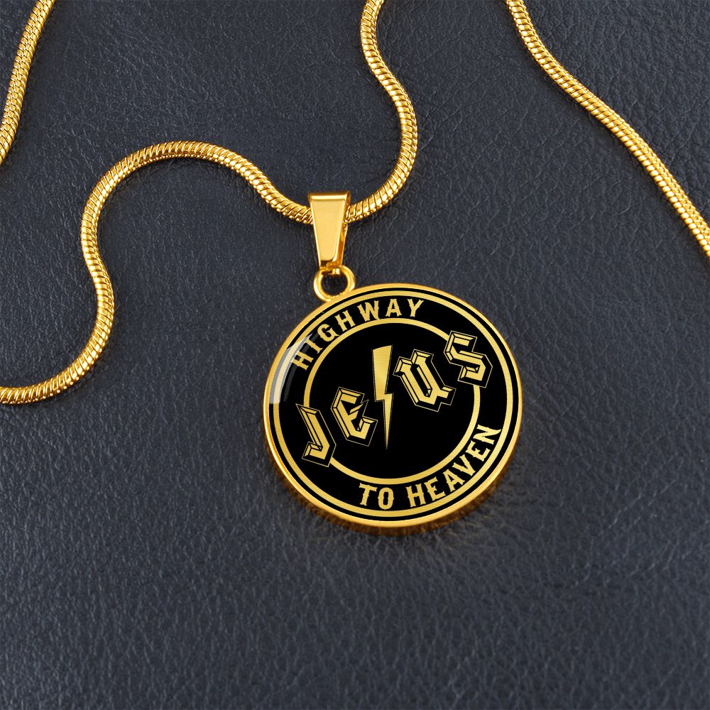 Jesus Highway to Heaven Circle Necklace Stainless Steel or 18k Gold 18-22"-Express Your Love Gifts