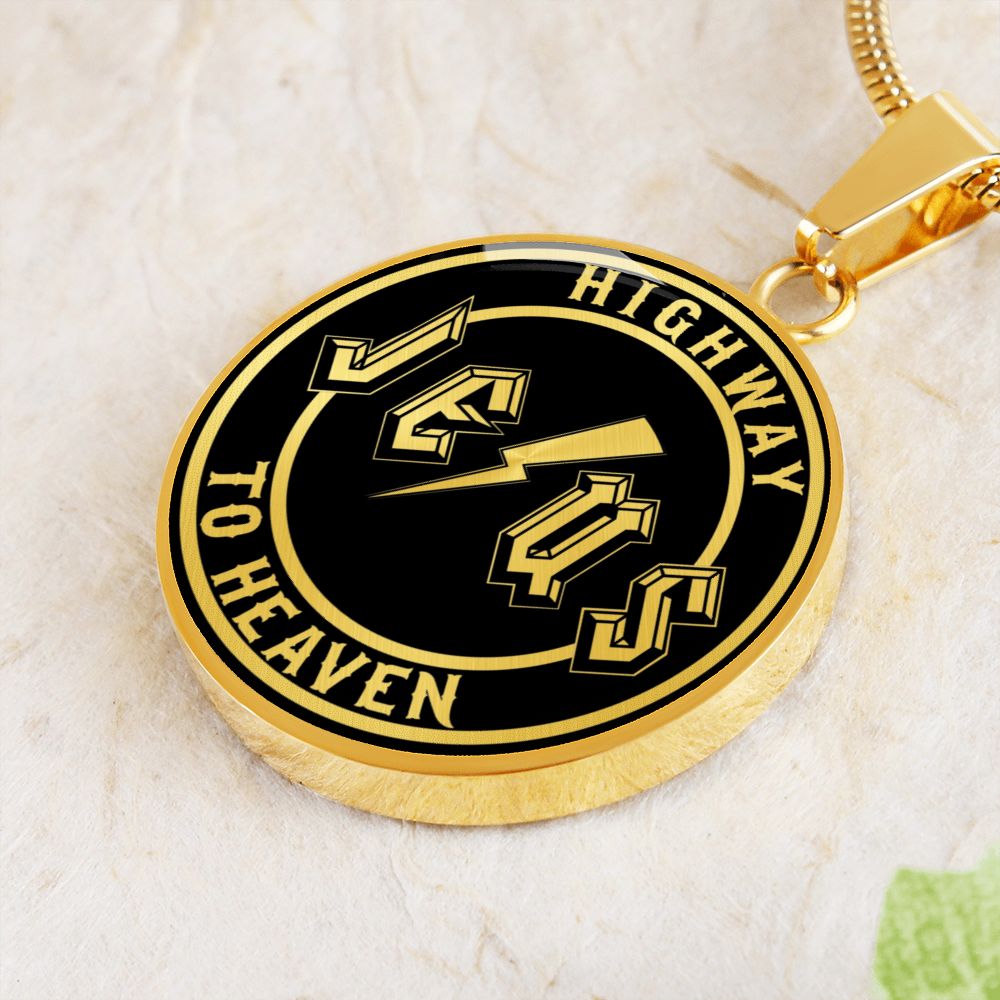Jesus Highway to Heaven Circle Necklace Stainless Steel or 18k Gold 18-22"-Express Your Love Gifts