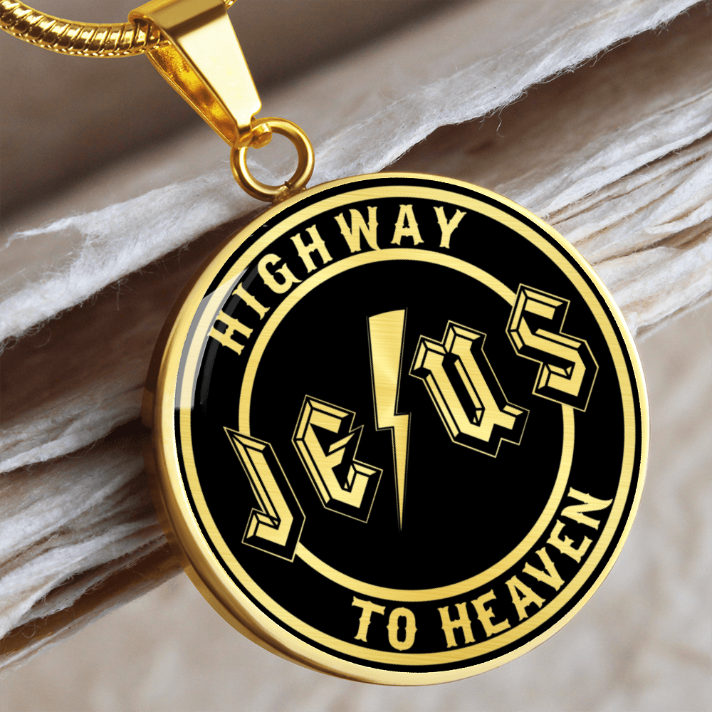 Jesus Highway to Heaven Circle Necklace Stainless Steel or 18k Gold 18-22"-Express Your Love Gifts