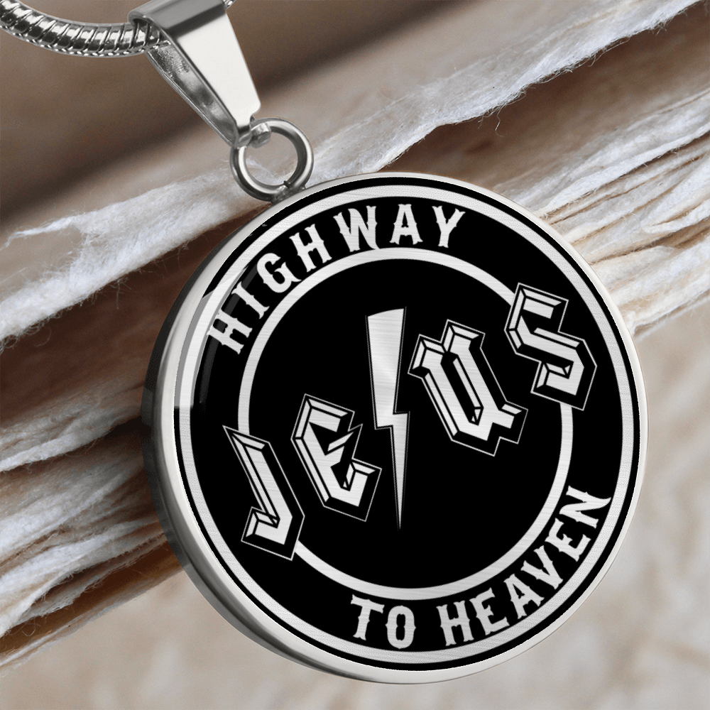 Jesus Highway to Heaven Circle Necklace Stainless Steel or 18k Gold 18-22"-Express Your Love Gifts