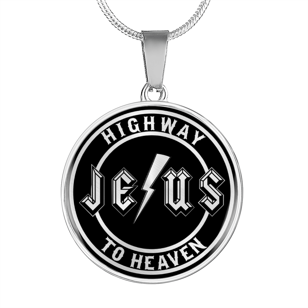Jesus Highway to Heaven Circle Necklace Stainless Steel or 18k Gold 18-22"-Express Your Love Gifts